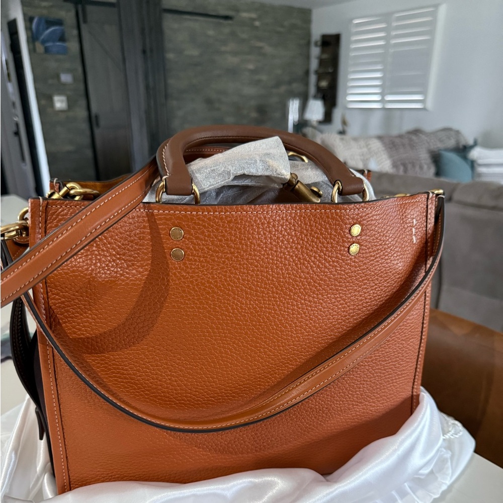 Coach Tan Leather Satchel with Gold Hardware